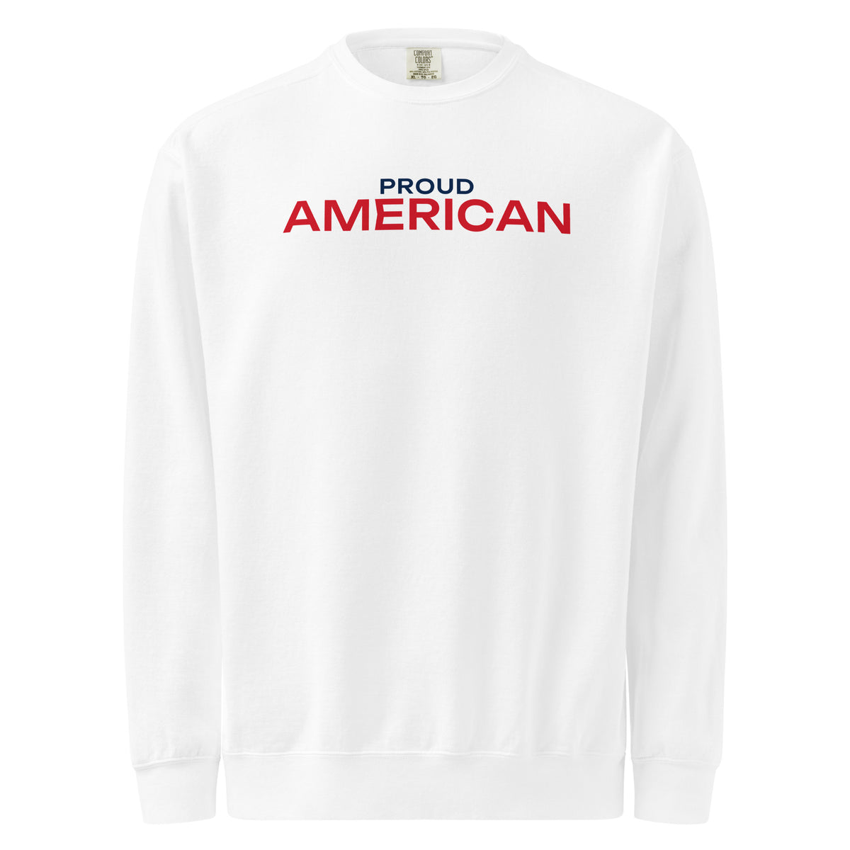 Proud American Wide Crewneck Sweatshirt - Light White flat front | True American