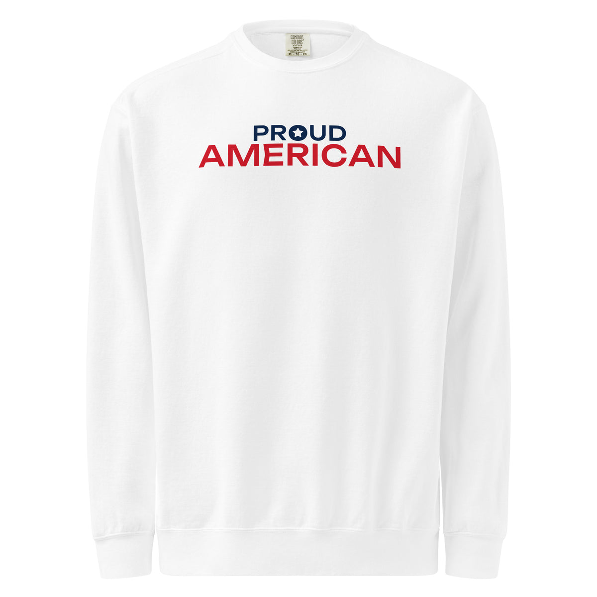 Proud American Star Crewneck Sweatshirt - Light White flat front | True American
