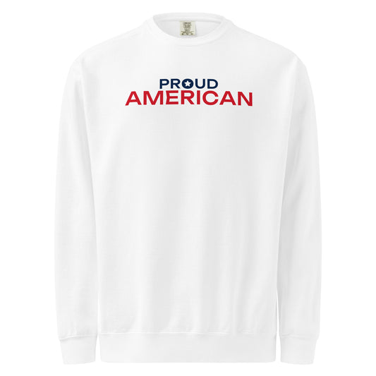 Proud American Star Crewneck Sweatshirt - Light White flat front | True American