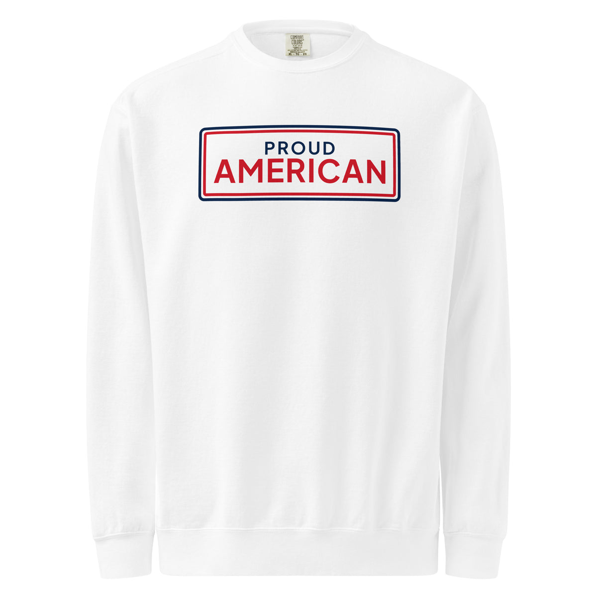 Proud American Framed Crewneck Sweatshirt - Light White flat front | True American