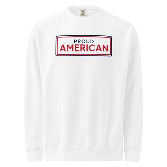 Proud American Framed Crewneck Sweatshirt - Light White flat front | True American