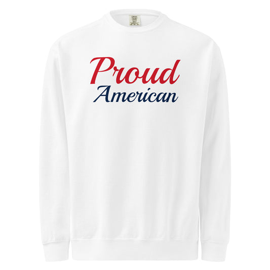 Proud American Brush Crewneck Sweatshirt - Light White flat front | True American
