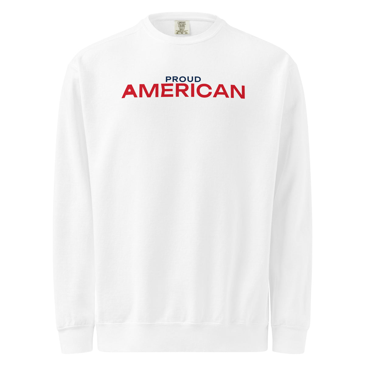 Proud American Cutout Star Crewneck Sweatshirt - Light White flat front | True American