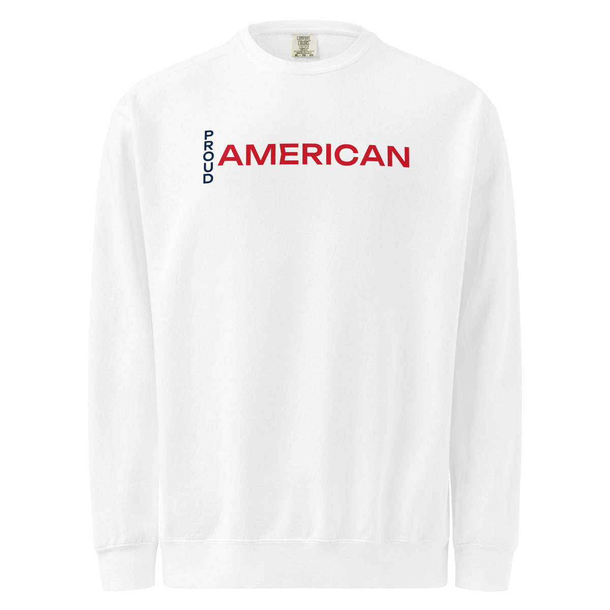 Proud American Vertical Crewneck Sweatshirt - Light White flat front | True American