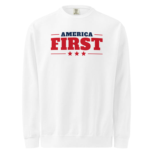 America First Classic Crewneck Sweatshirt - Light White flat front | True American