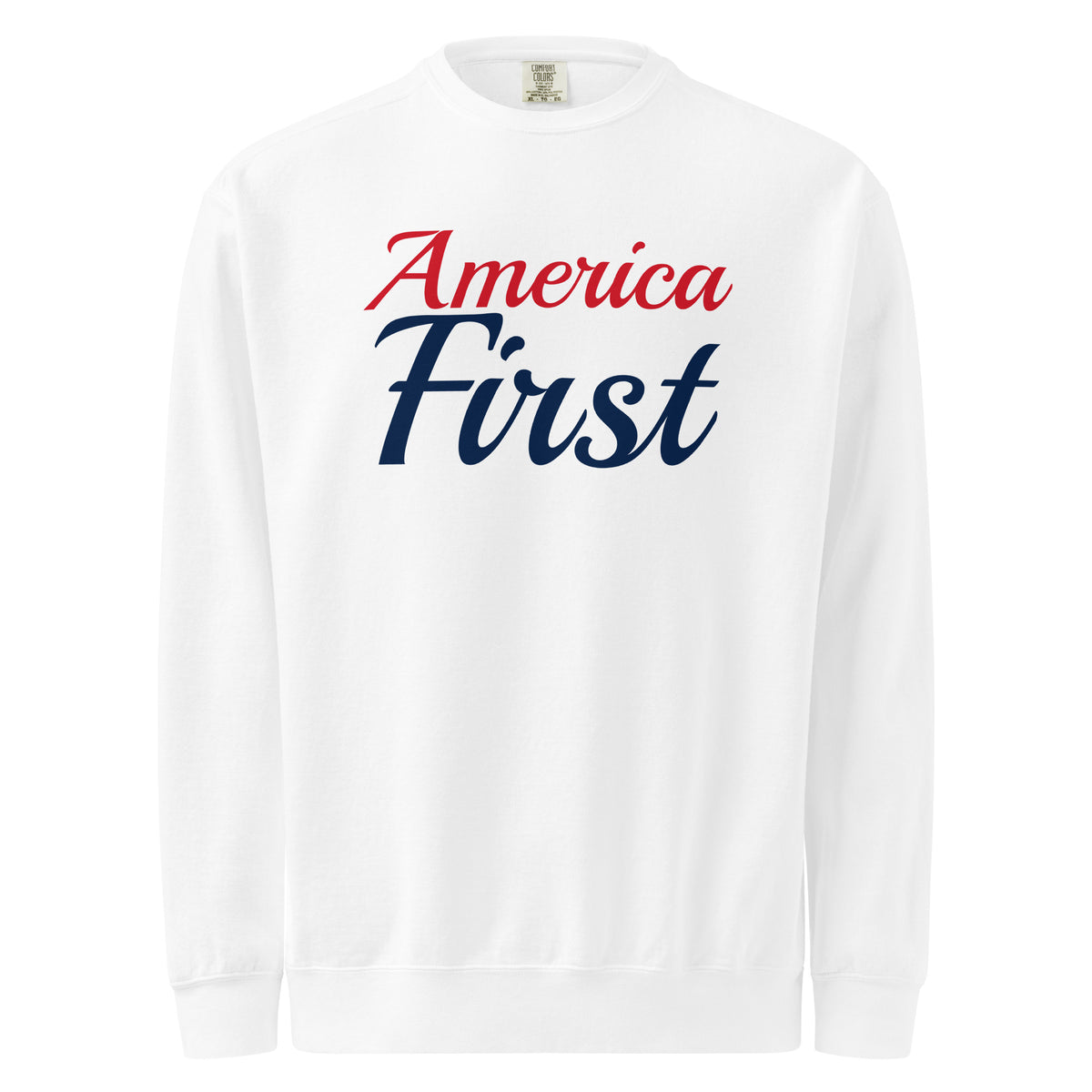 America First Brush Crewneck Sweatshirt - Light White flat front | True American