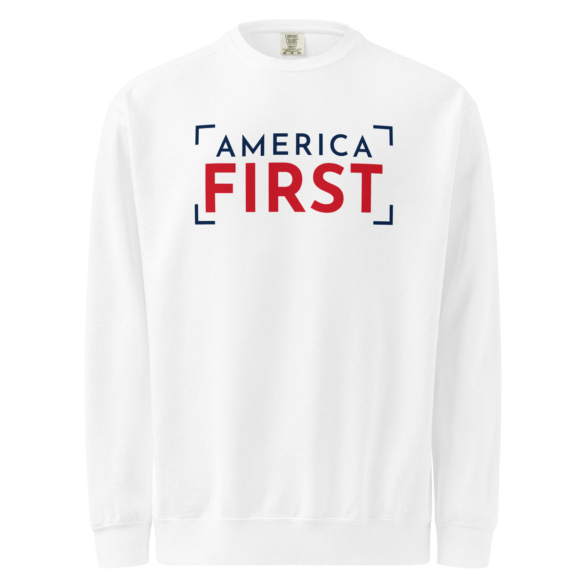 America First Bracket Crewneck Sweatshirt - Light White flat front | True American