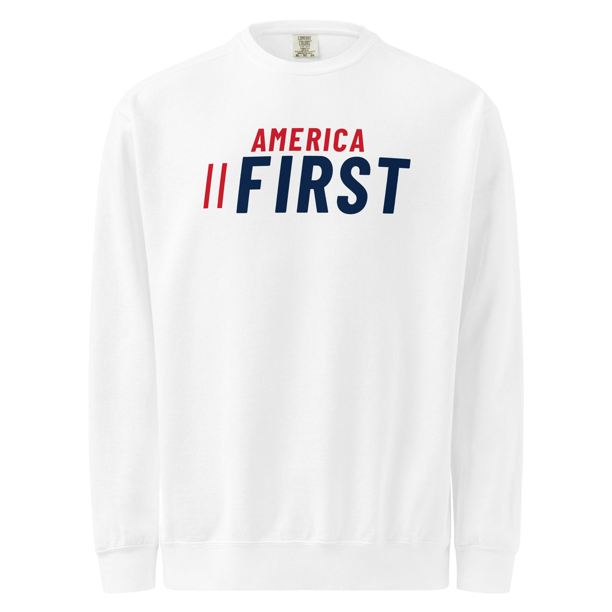 America First Sport Crewneck Sweatshirt - Light White flat front | True American