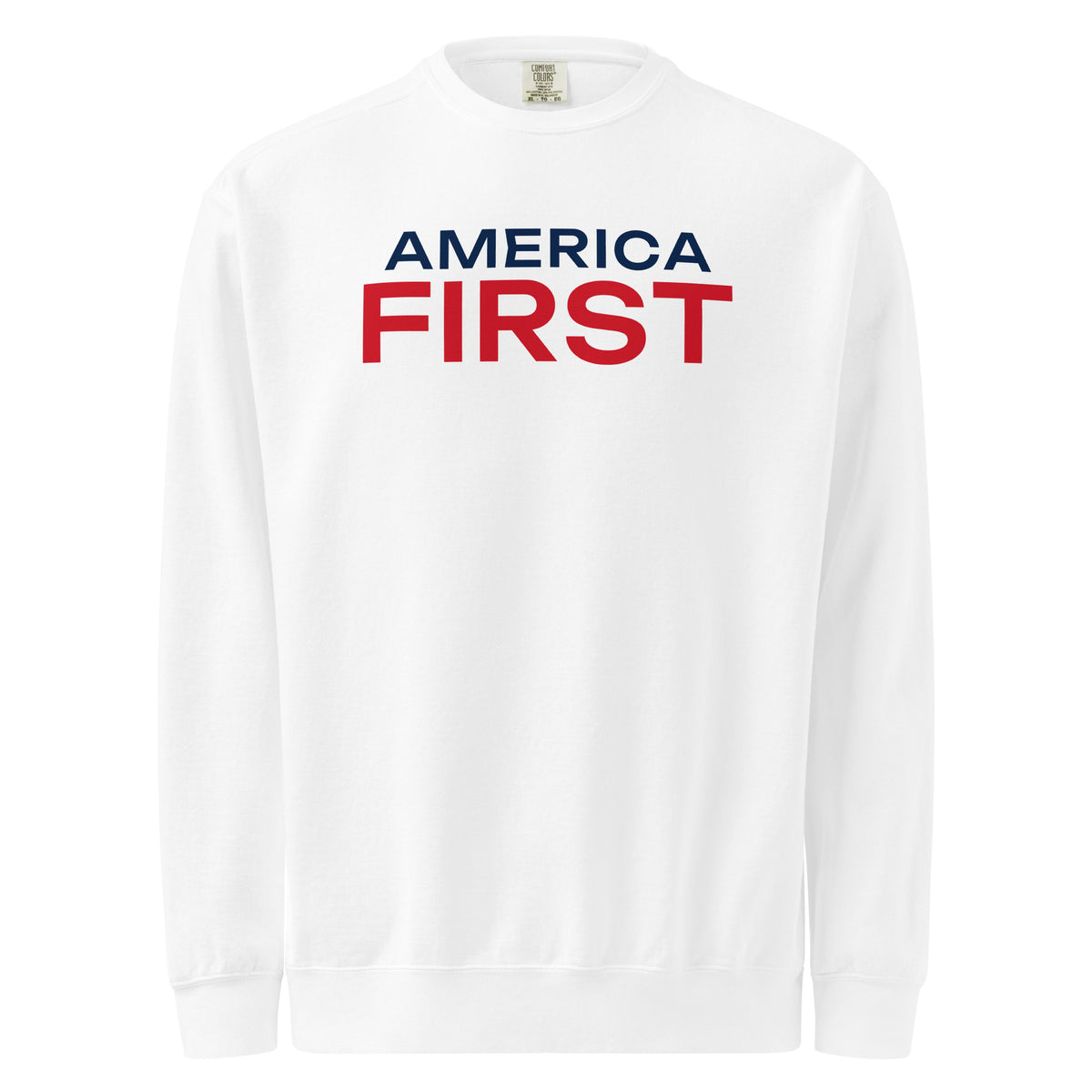 America First Wide Crewneck Sweatshirt - Light White flat front | True American