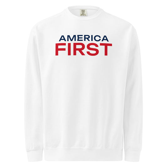 America First Wide Crewneck Sweatshirt - Light White flat front | True American