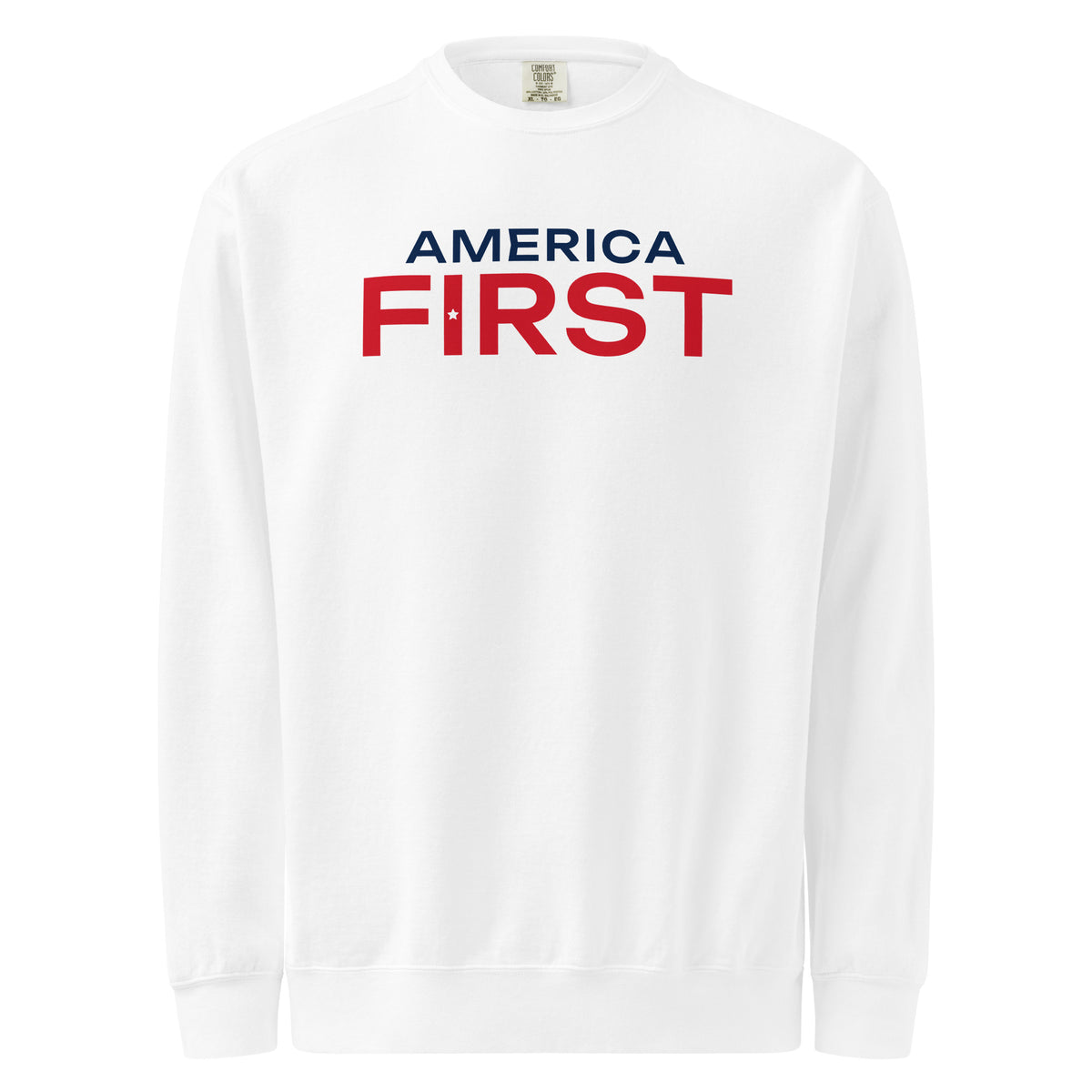 America First Hero Star Crewneck Sweatshirt - Light White flat front | True American