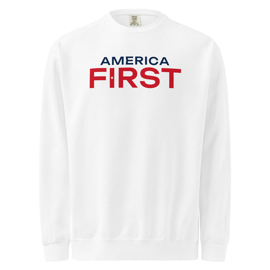 America First Hero Star Crewneck Sweatshirt - Light White flat front | True American