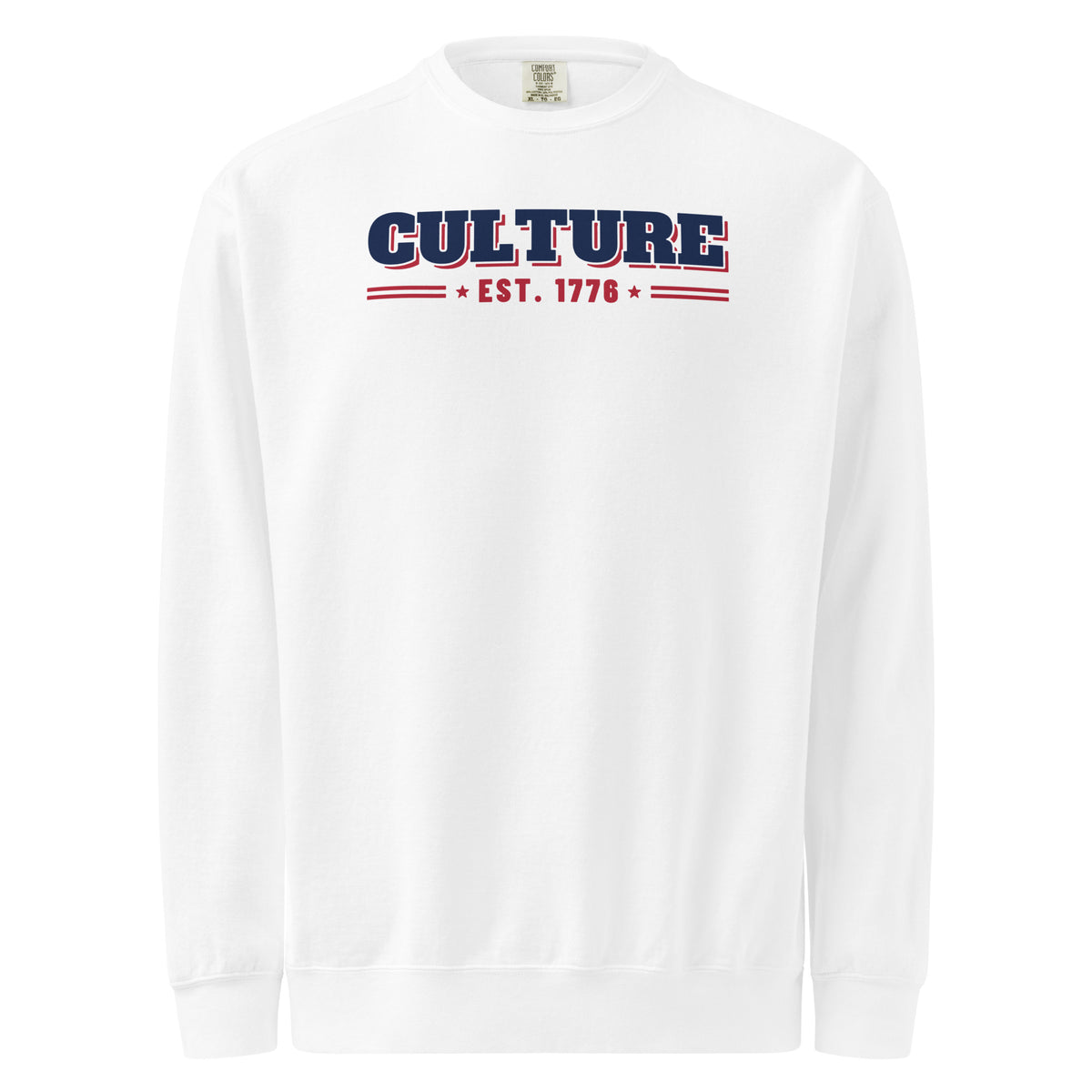 Culture Est. 1776 Stacked Crewneck in White, front | True American