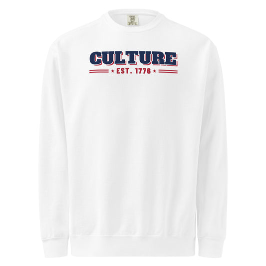 Culture Est. 1776 Stacked Crewneck in White, front | True American