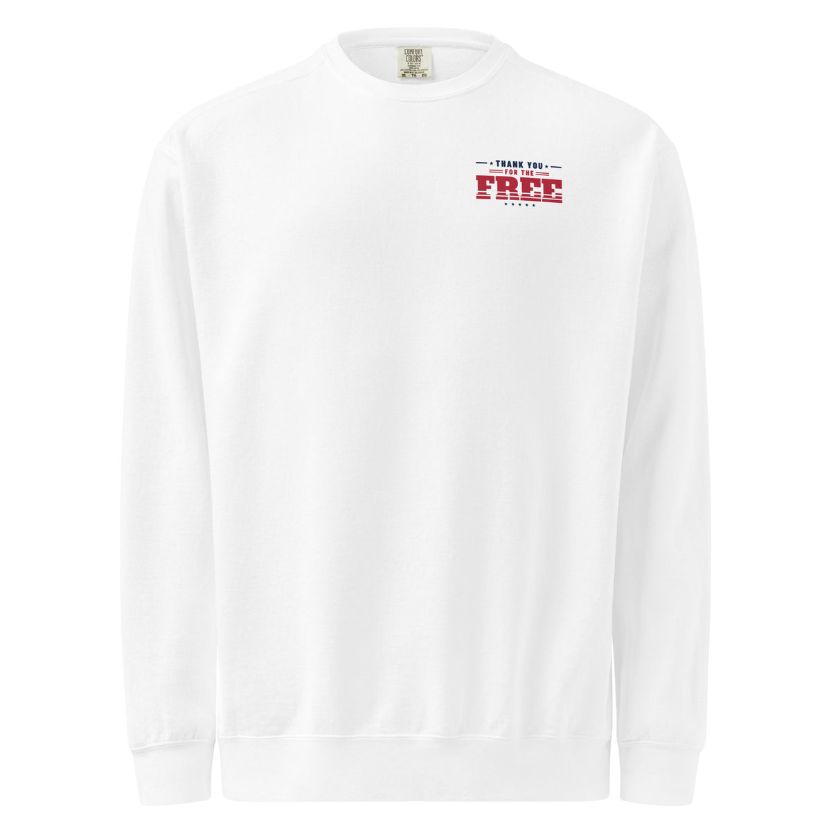 Thank You for the Free Crewneck, White, front | True American