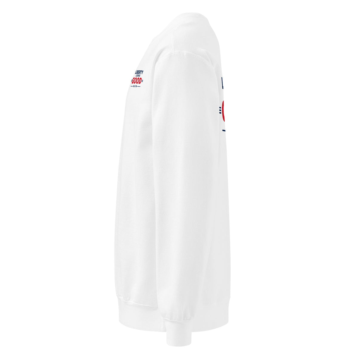 Liberty Looks Good Crewneck, White, left side | True American