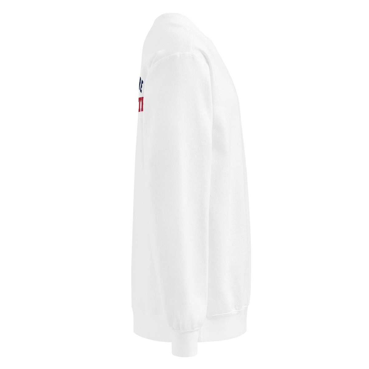 Here Before the Fourth Crewneck, White, right side | True American