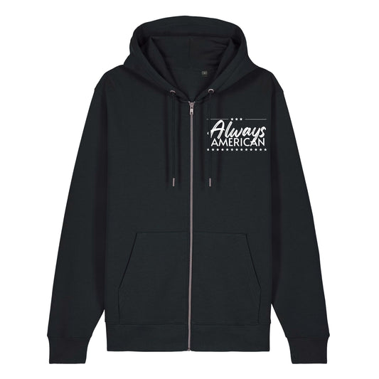 Always American Heavyweight Zip Hoodie - "Always American", Black, front view