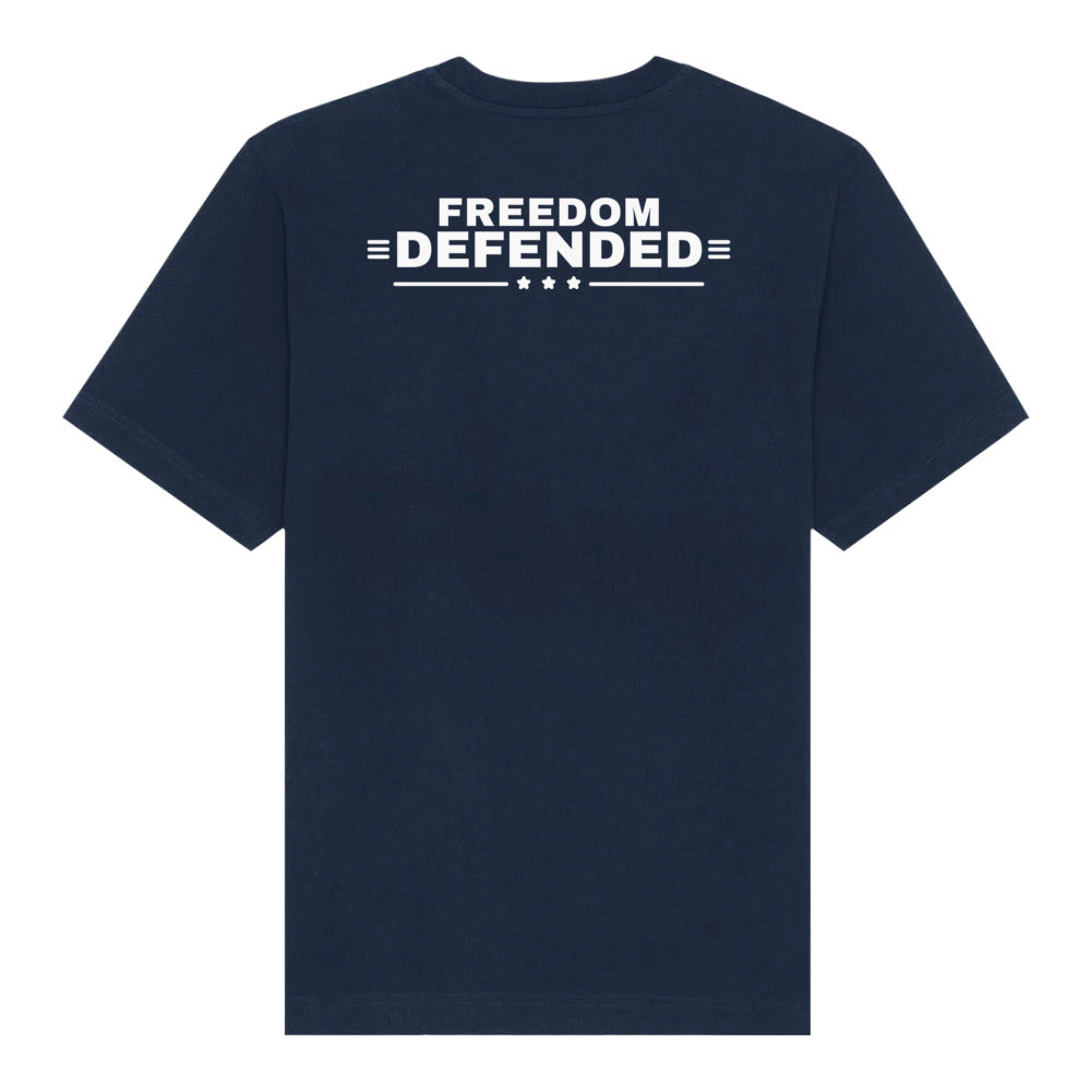Freedom Defended Heavyweight Tee, French Navy, back | True American
