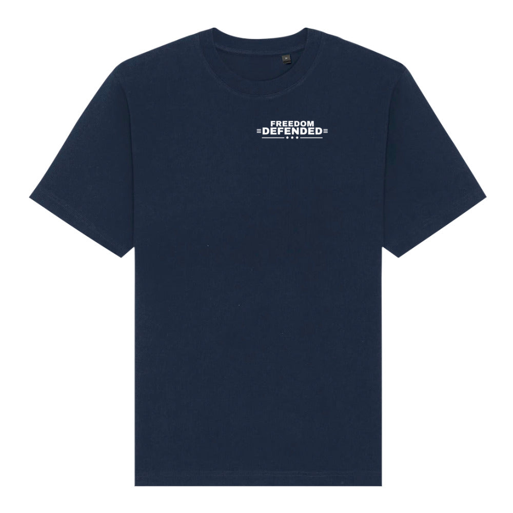Freedom Defended Heavyweight Tee, French Navy, front | True American