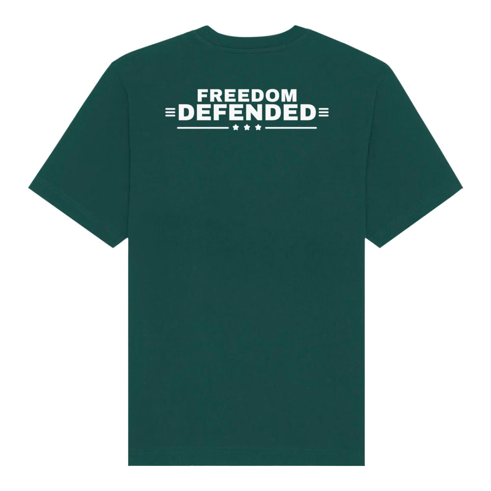 Freedom Defended Heavyweight Tee, Glazed Green, back | True American