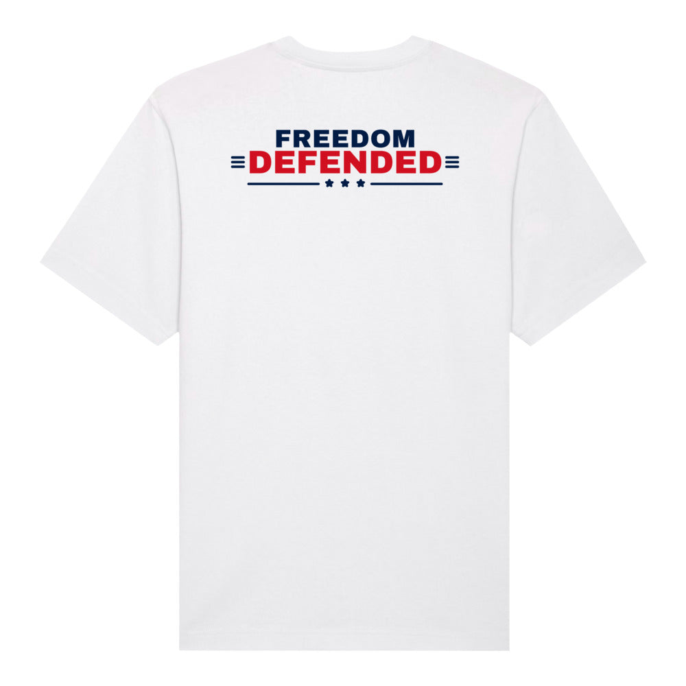 Freedom Defended Heavyweight Tee, White, back | True American