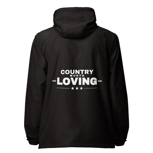 Country Worth Loving Windbreaker Black back | True American
