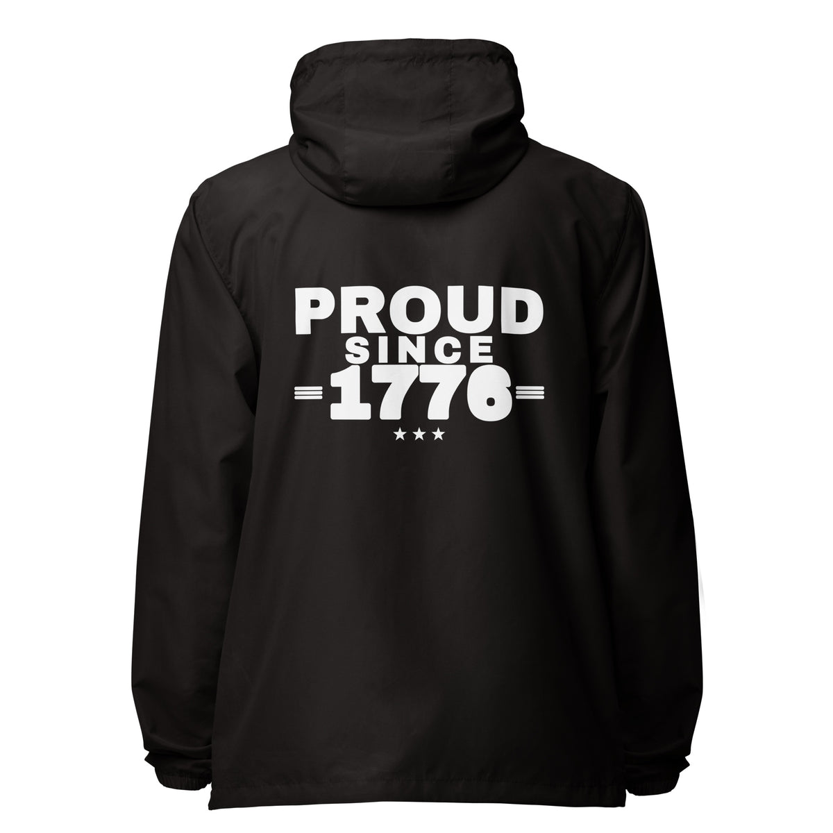 Proud Since 1776 Windbreaker Jacket, Black, back | True American