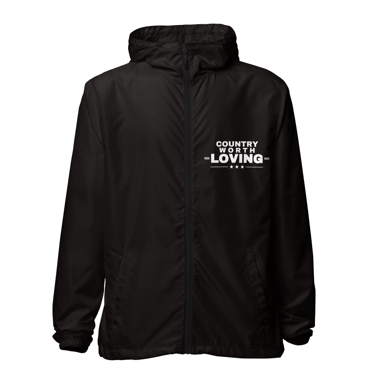 Country Worth Loving Windbreaker Black front | True American