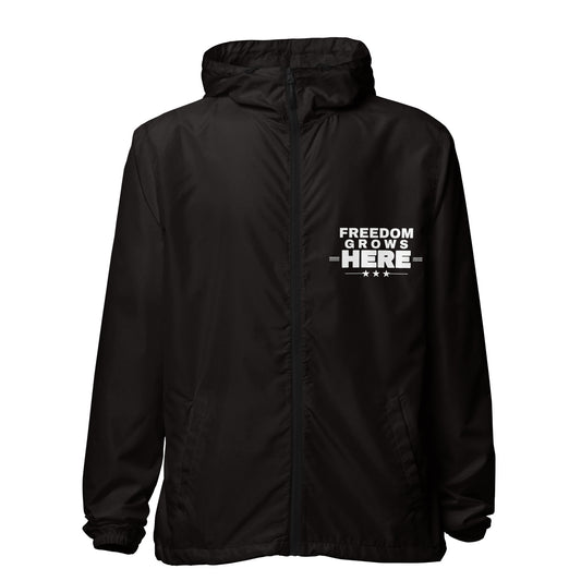 Freedom Grows Here Windbreaker Jacket Black front | True American