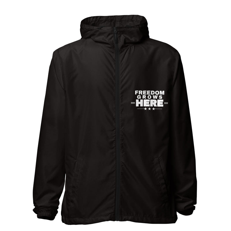 Freedom Grows Here Windbreaker Jacket Black front | True American