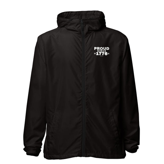 Proud Since 1776 Windbreaker Jacket, Black, front | True American