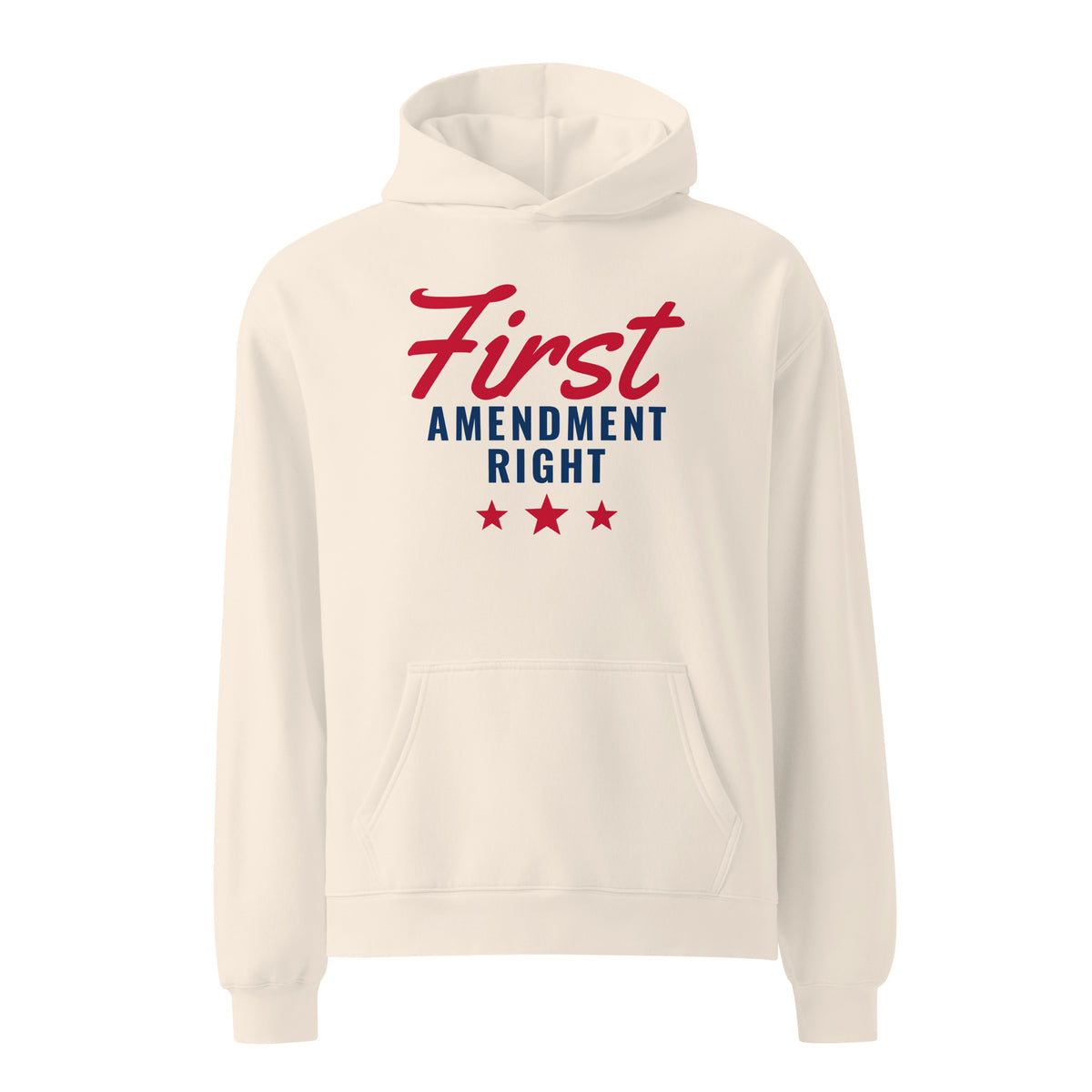 First Amendment Right Relaxed Hoodie Bone front | True American