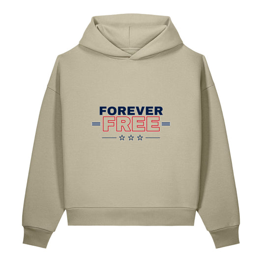 Forever Free Heavyweight Hoodie - "Forever Free", Stone, front view