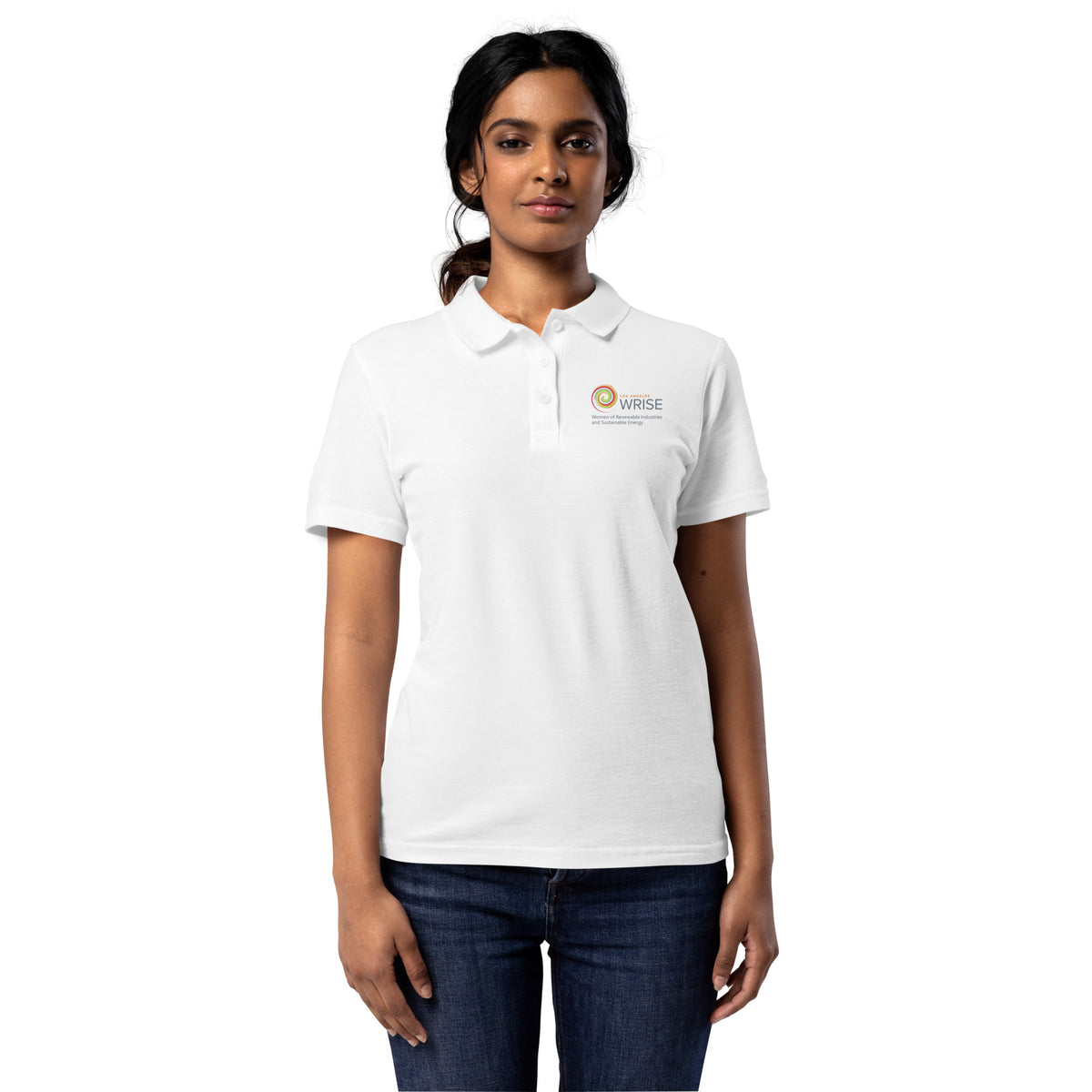 WRISE Women’s pique polo shirt, White, front view
