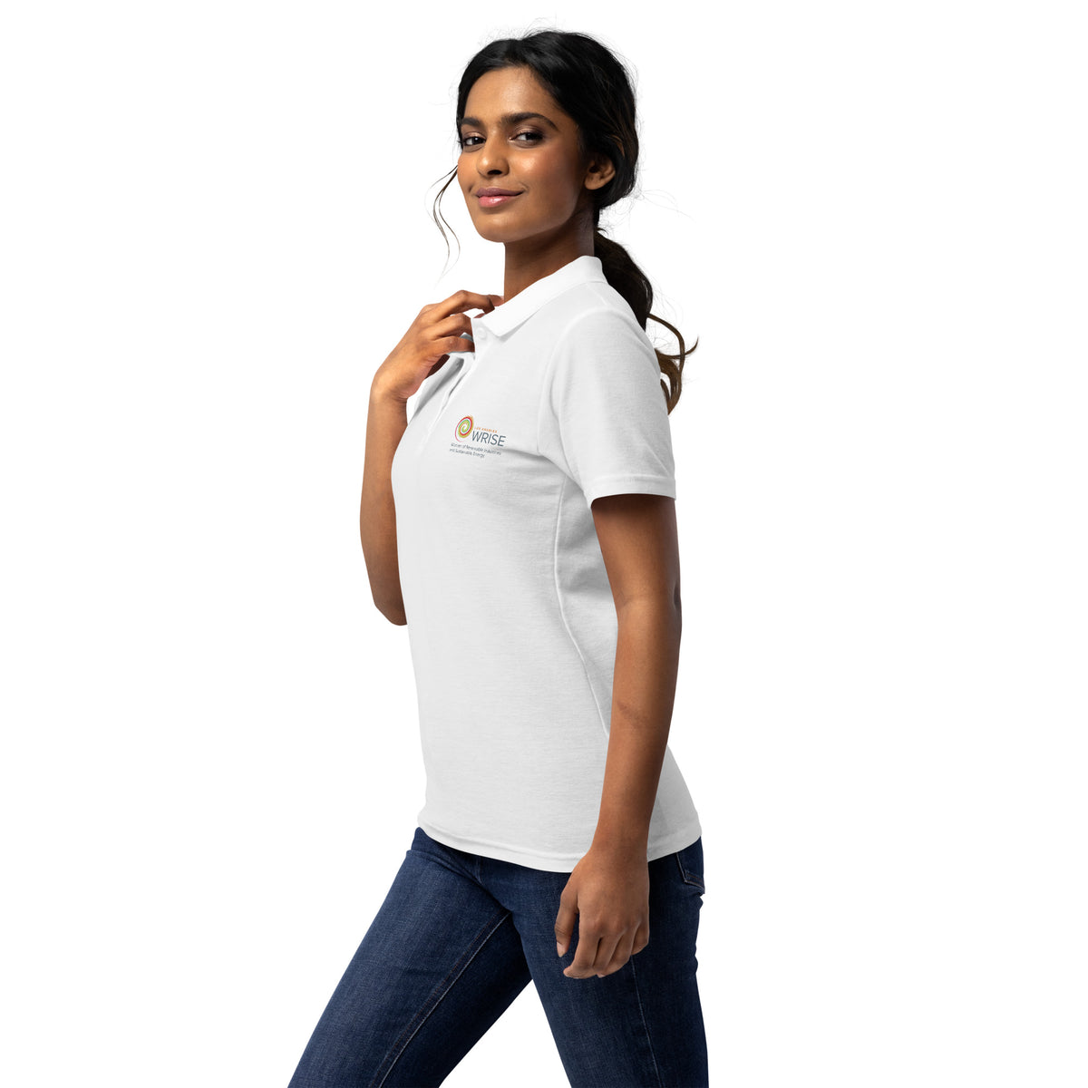 WRISE Women’s pique polo shirt, White, left view