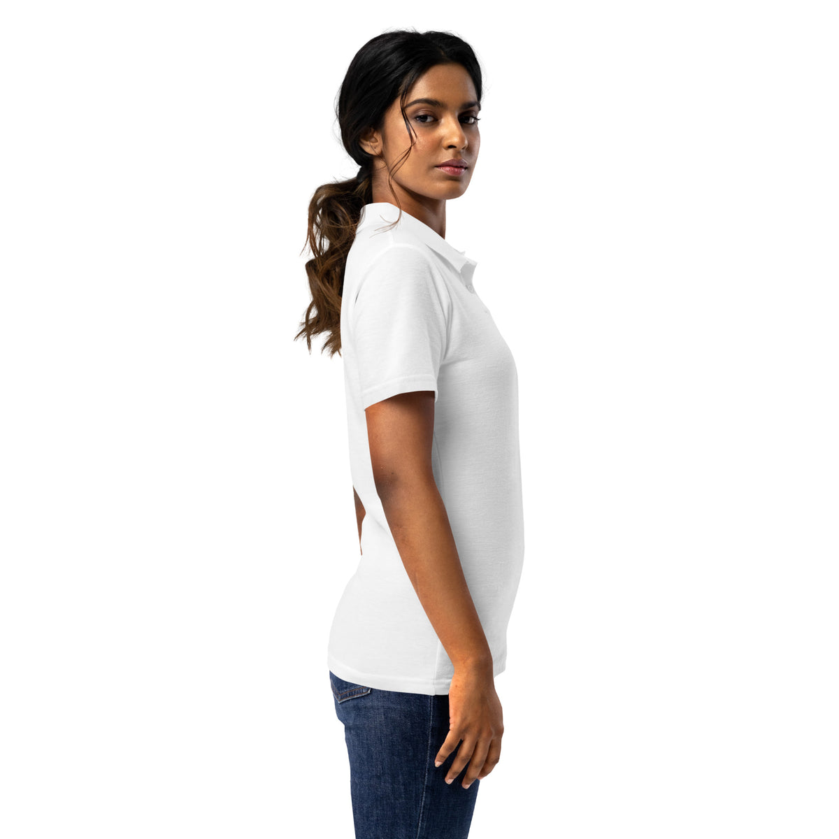 WRISE Women’s pique polo shirt, White, right view